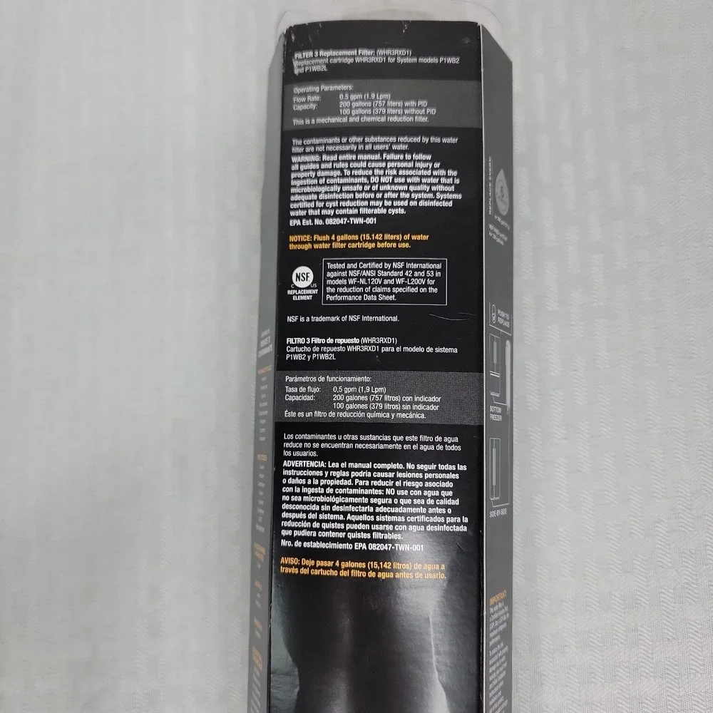 NEW OEM Whirlpool WHR3RXD1‎ Refrigerator Water Filter 3 Ice Water Filter